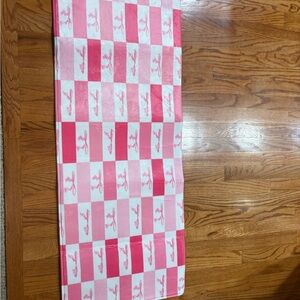 Pink and White Checkered Rug